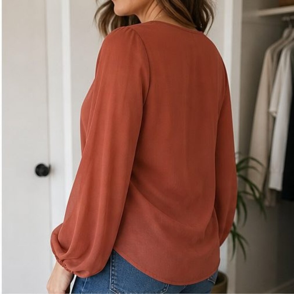 Rust Ruffle Blouse - Picture 3 of 6
